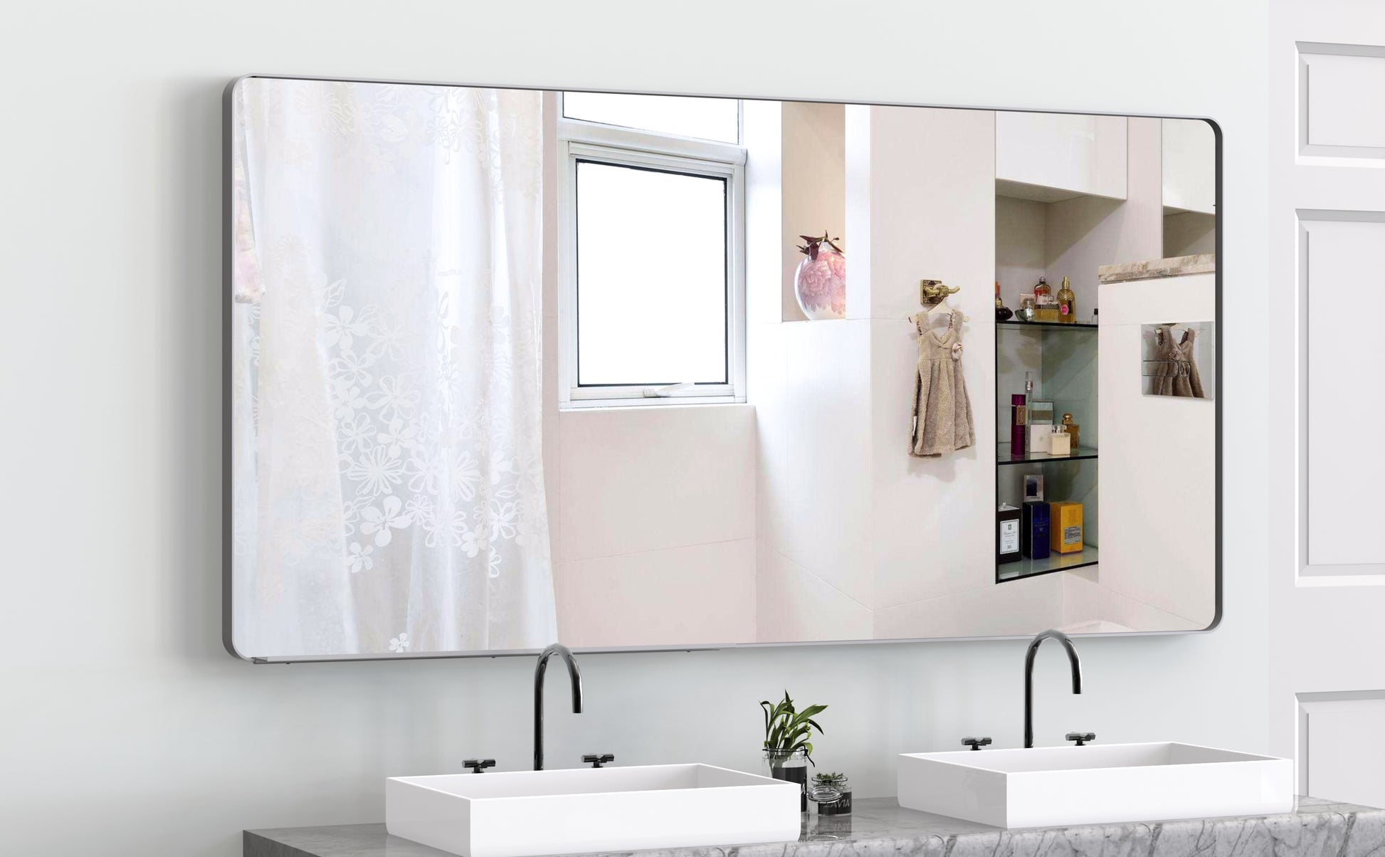 Oversized Bathroom Mirror With Mobile Tray Wall Mount Mirror,Vertical Horizontal Hanging Aluminum Framed Wall Mirror Full Length Mirror,Full Body Mirror For Bedroom Living Room,Silver,72 X 36 Inches Silver Aluminium