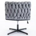 Armless Office Desk Chair No Wheels, Grey Grey Foam Polyester Blend