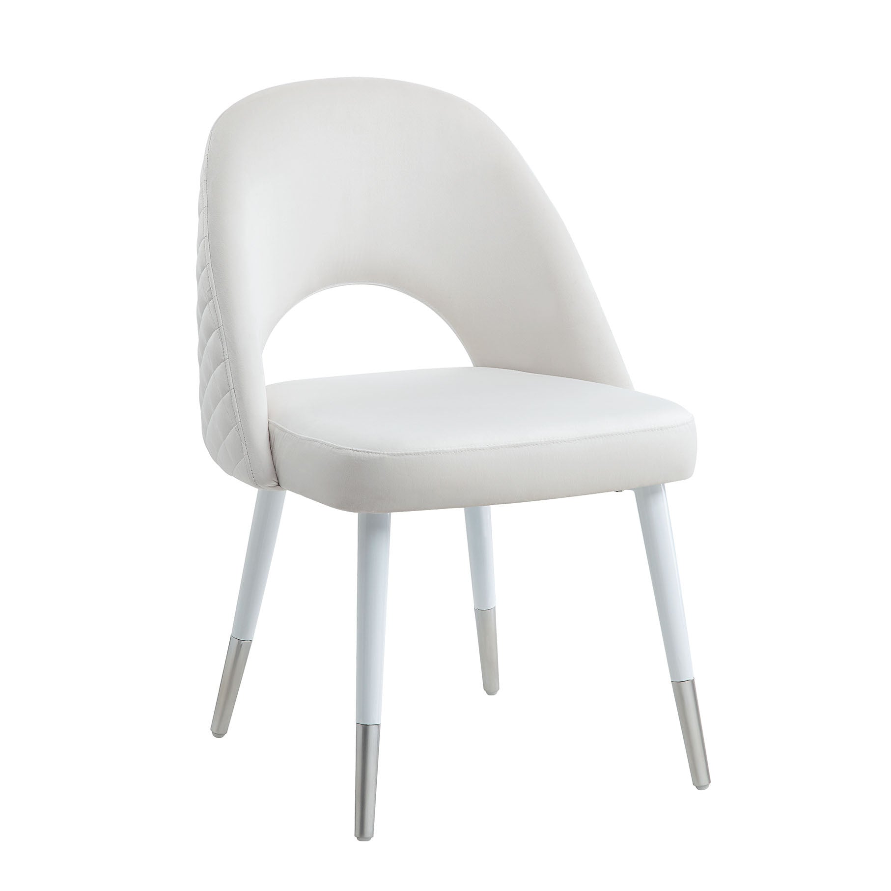 Zemirah Side Chair Set 2 , White Velvet & White Finish Dn02234 White Velvet