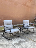 Rocker Set Chair And Teapoy Medium Grey Yes Medium Grey Metal