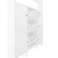 Contemporary Shoe Cabinet With Open Storage Platform, Tempered Glass Hall Tree With 3 Flip Drawers, Versatile Tall Cabinet With 4 Hanging Hooks For Hallway, White 3 4 Drawers White Primary Living Space Adjustable Shelves Particle Board