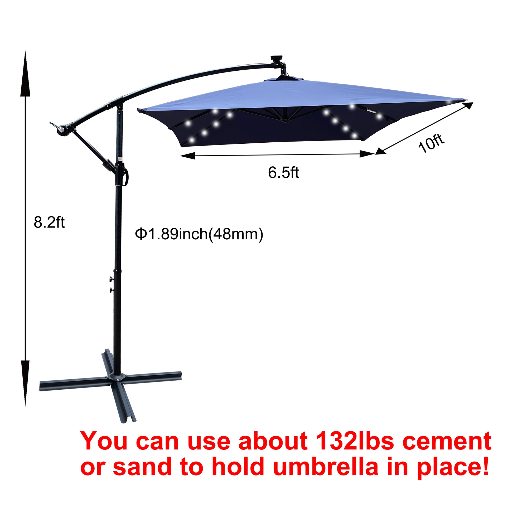 Rectangle 2X3M Outdoor Patio Umbrella Solar Powered Led Lighted Sun Sh