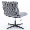 Armless Office Desk Chair No Wheels, Grey Grey Foam Polyester Blend