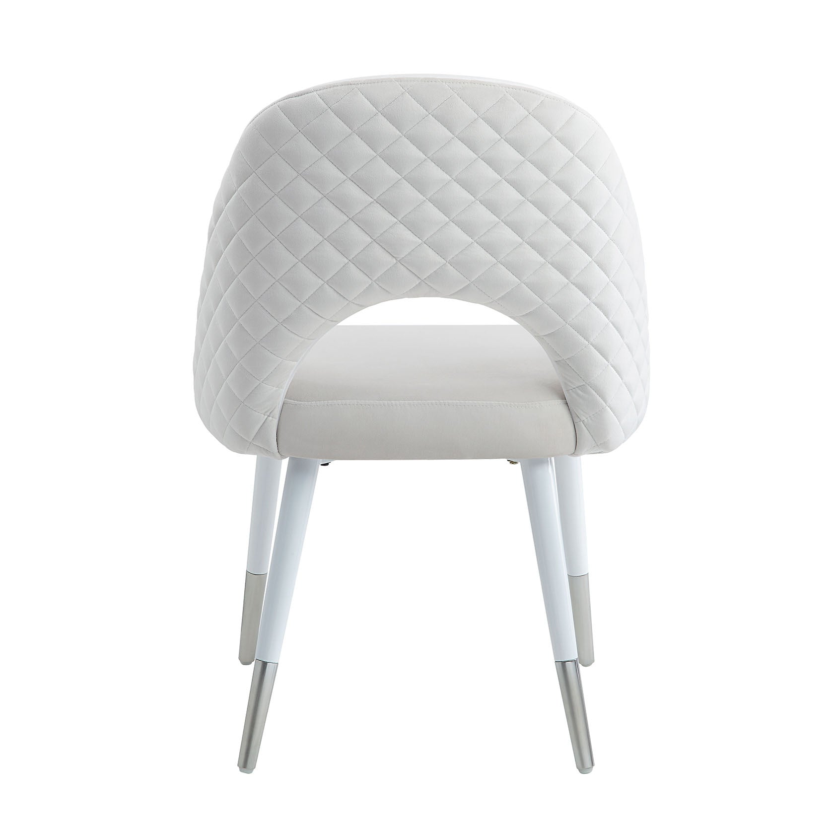 Zemirah Side Chair Set 2 , White Velvet & White Finish Dn02234 White Velvet