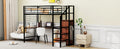 Twin Size Metal Loft Bed With Desk And Metal Grid, Stylish Metal Frame Bed With Lateral Storage Ladder And Wardrobe, Black Black Mdf Metal