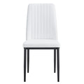 Modern Dining Chairs Set Of 6, Side Dining Room Kitchen Chairs, Faux Leather Upholstered Seat And Metal Legs Side Chairs, White White Mdf Metal