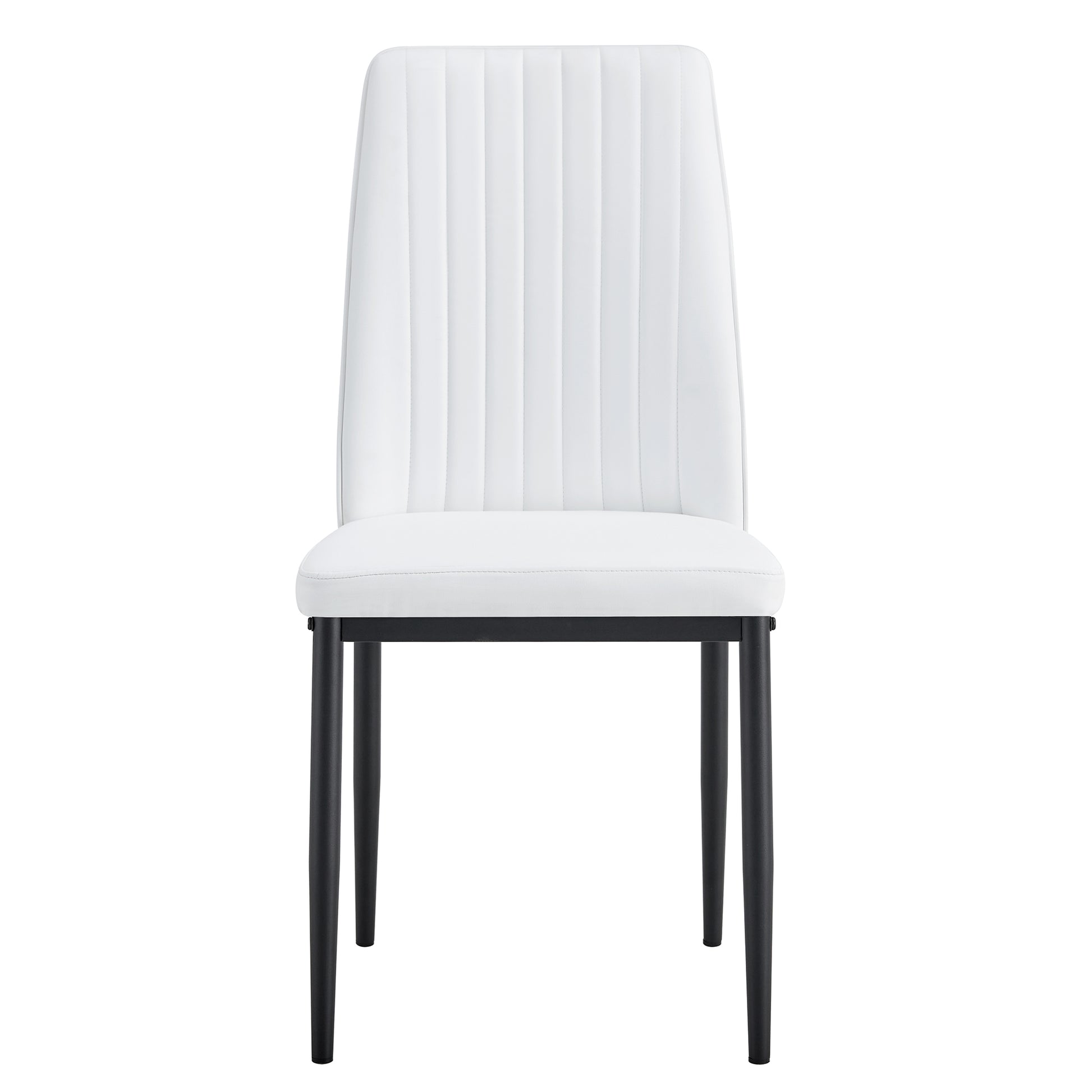 Modern Dining Chairs Set Of 6, Side Dining Room Kitchen Chairs, Faux Leather Upholstered Seat And Metal Legs Side Chairs, White White Mdf Metal