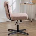 Armless Office Desk Chair No Wheels, Pink Pink Foam Polyester Blend