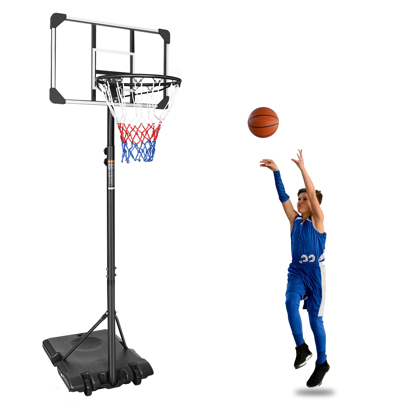 Basketball Goal Portable Basketball Hoop Indoor Outdoor Basketball Stand 5.6 7Ft Adjustable 28In Backboard With Wheels Balls Sports Black White Waterproof Garden & Outdoor Pe Rattan Iron Waterproof Fabric