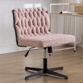 Armless Office Desk Chair No Wheels, Pink Pink Foam Polyester Blend