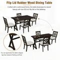 5 Piece 62*35.2Inch Extendable Rubber Wood Dining Table Set With X Shape Legs,Console Table With Two 8.8Inch Wide Flip Lids And Upholstered Dining Chairs ,Dark Walnut Wood Dining Room Folding Rubberwood Rectangular Dining Table With Chair Upholstered