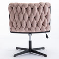 Armless Office Desk Chair No Wheels, Pink Pink Foam Polyester Blend
