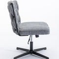 Armless Office Desk Chair No Wheels, Grey Grey Foam Polyester Blend