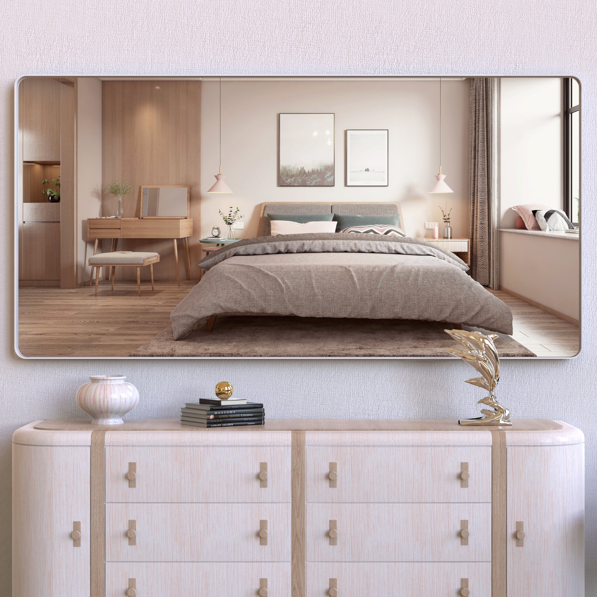 Oversized Bathroom Mirror With Mobile Tray Wall Mount Mirror,Vertical Horizontal Hanging Aluminum Framed Wall Mirror Full Length Mirror,Full Body Mirror For Bedroom Living Room,Silver,72 X 36 Inches Silver Aluminium