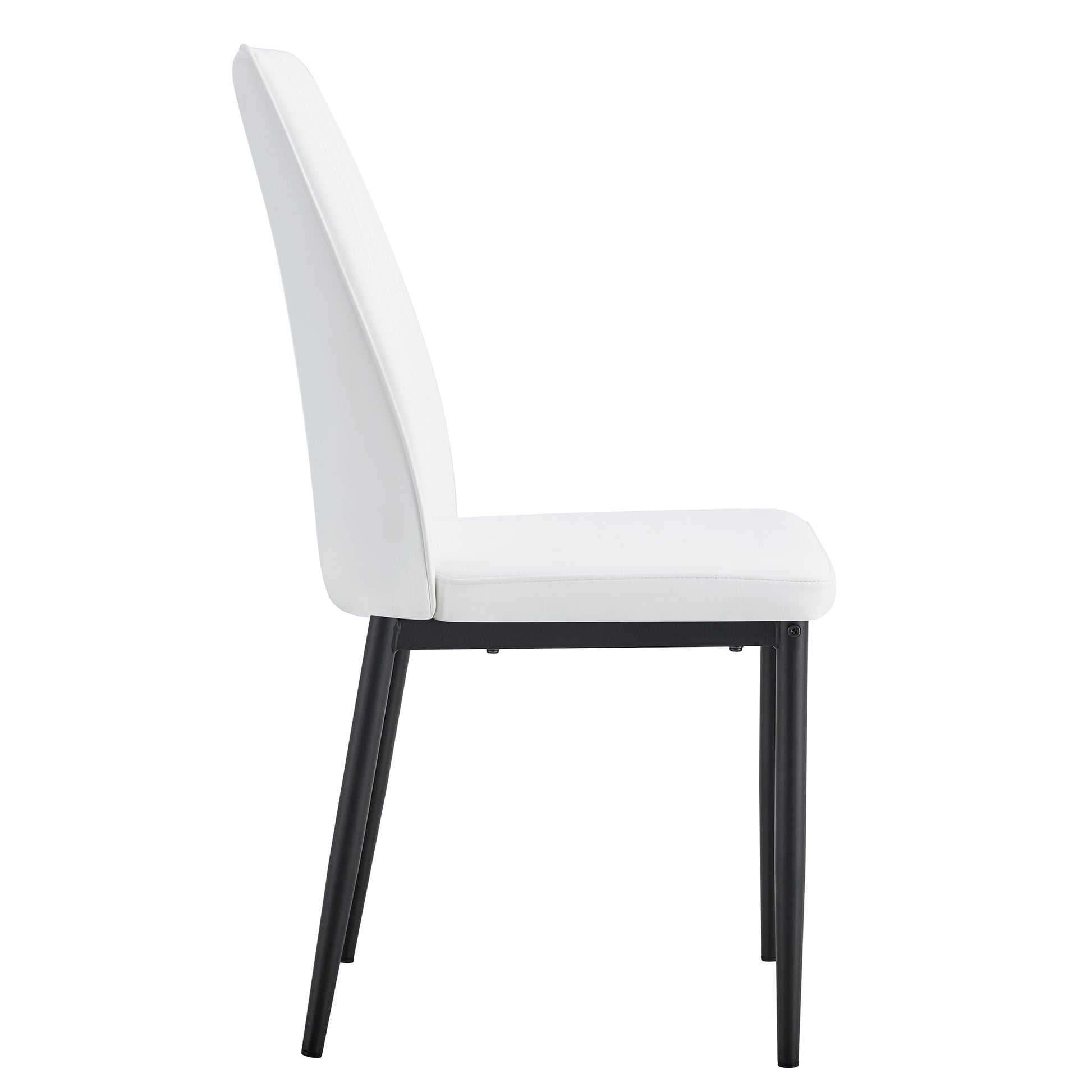 Modern Dining Chairs Set Of 6, Side Dining Room Kitchen Chairs, Faux Leather Upholstered Seat And Metal Legs Side Chairs, White White Mdf Metal