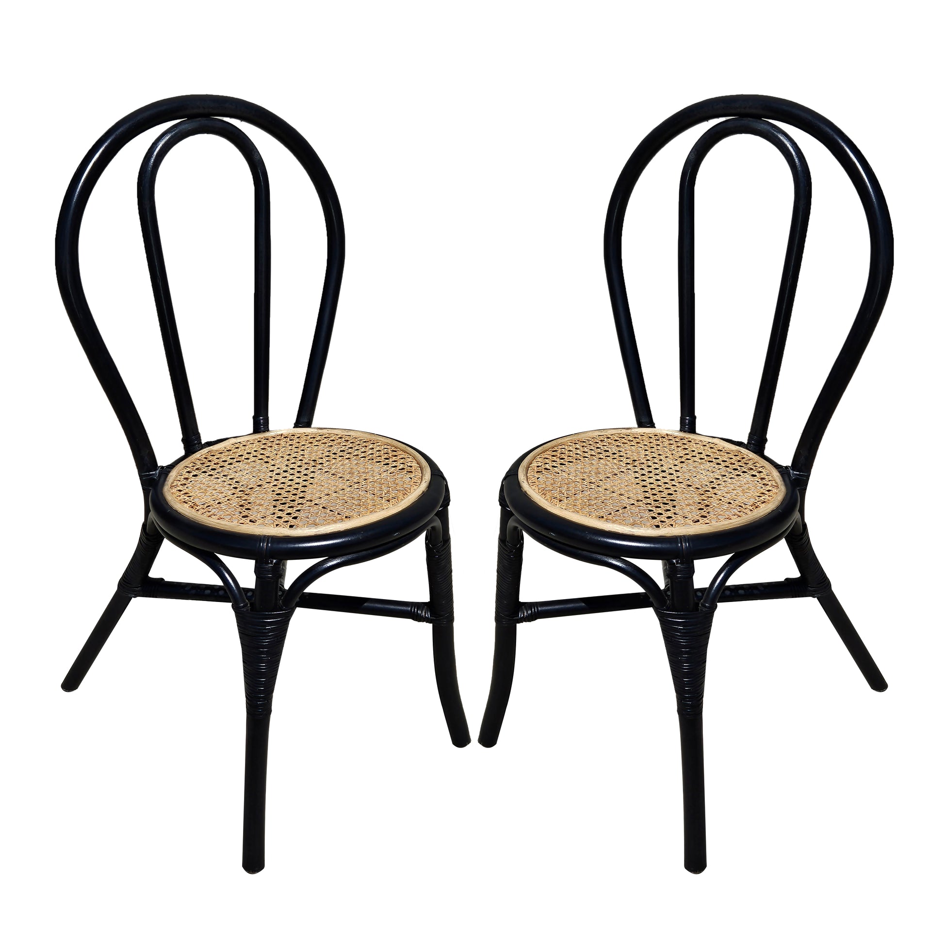 Set Of 2, 15.5X20.5X35.5" Black Rattan Dining Chair Black Multi Primary Living Space Rattan