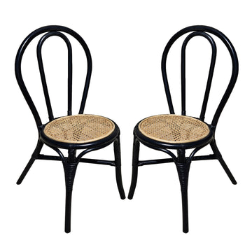 Set Of 2, 15.5X20.5X35.5" Black Rattan Dining Chair Black Multi Primary Living Space Rattan