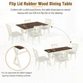 5 Piece 62*35.2Inch Extendable Rubber Wood Dining Table Set With X Shape Legs,Console Table With Two 8.8Inch Wide Flip Lids And Upholstered Dining Chairs ,Beige Wood Dining Room Folding Rubberwood Rectangular Dining Table With Chair Upholstered Chair