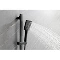 Shower System With Shower Head, Hand Shower, Slide Bar, Bodysprays, Shower Arm, Hose, Valve Trim, And Lever Handles Matte Black Wall Mounted Bathroom Brass