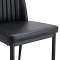 Modern Dining Chairs Set Of 6, Side Dining Room Kitchen Chairs, Faux Leather Upholstered Seat And Metal Legs Side Chairs, Black Black Mdf Glass