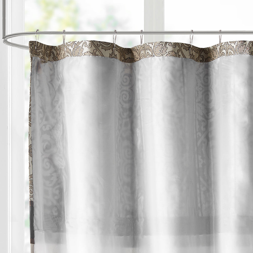 Embroidered Shower Curtain red-polyester