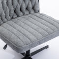 Armless Office Desk Chair No Wheels, Grey Grey Foam Polyester Blend