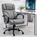 500Lbs Big And Tall Office Chair With Wide Seat, Ergonomic Executive Computer Chair With Adjustable Height, Swivel Wheels And Linen Finish, Light Grey Light Grey Linen