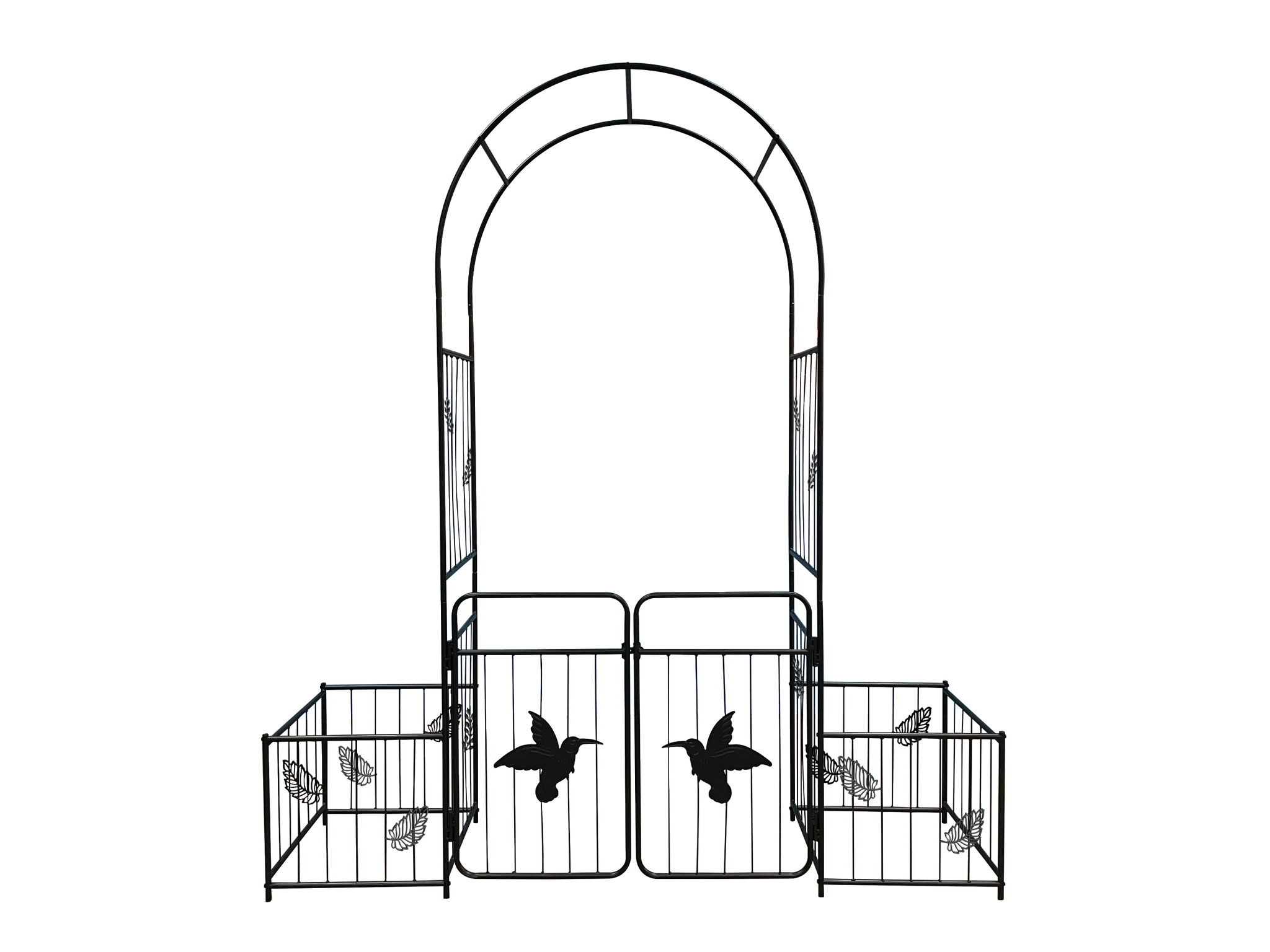 Metal Garden Arch with doors Garden Arbor Trellis black-iron