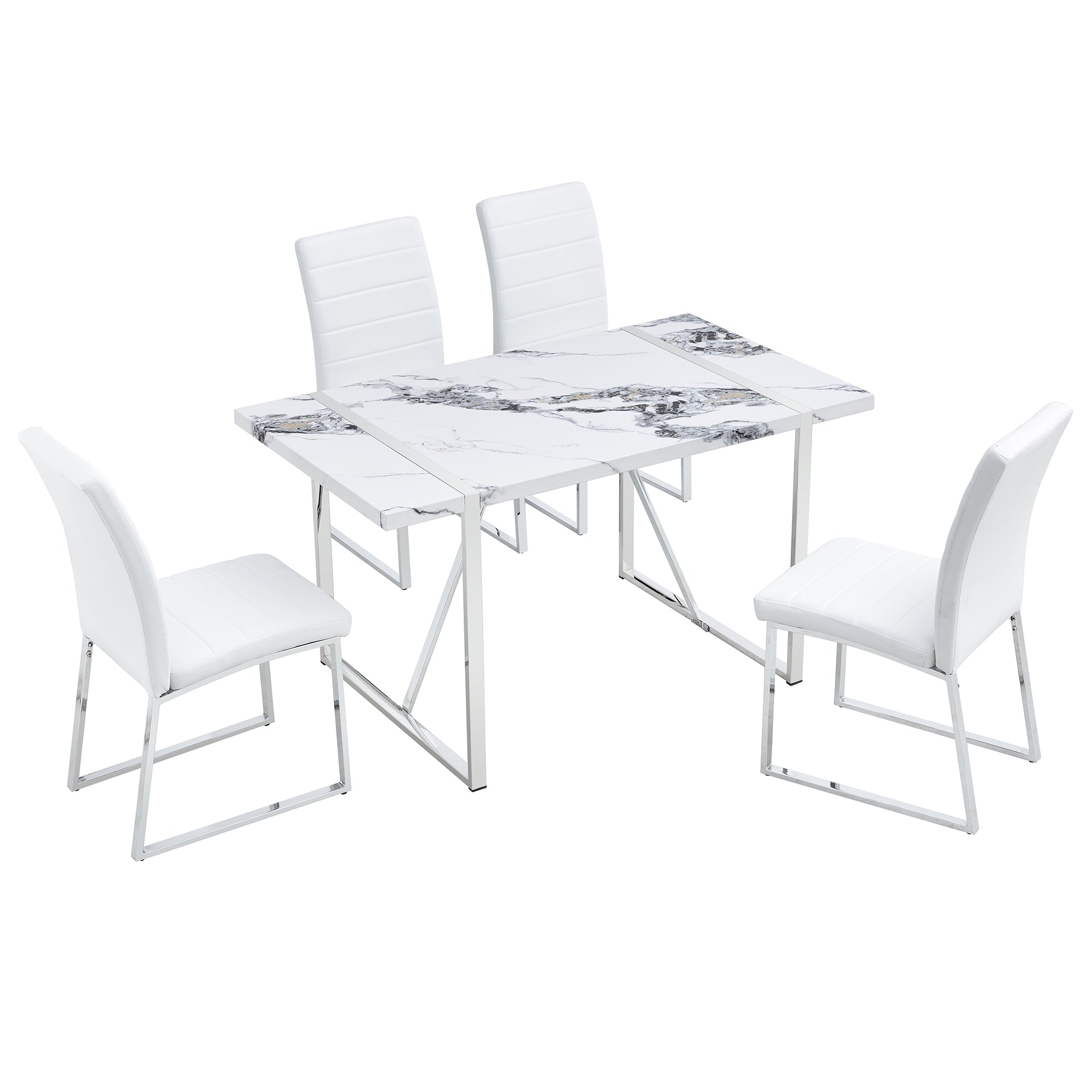 5 piece Dining Table Chairs Set, Rectangular Dining