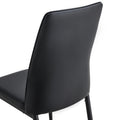 Modern Dining Chairs Set Of 6, Side Dining Room Kitchen Chairs, Faux Leather Upholstered Seat And Metal Legs Side Chairs, Black Black Mdf Glass