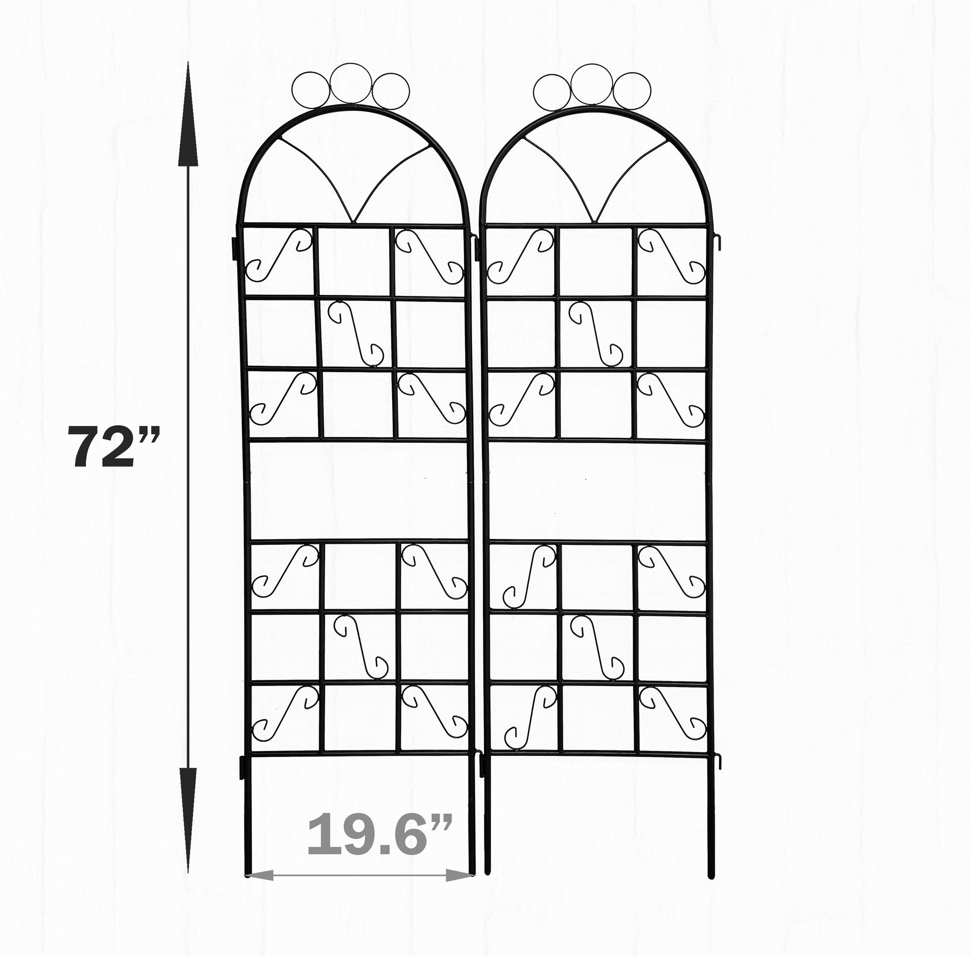 1Set 2Pcs Metal Garden Trellis For Climbing Plants Outdoor Rustproof Plant Support Black Black Iron