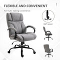 500Lbs Big And Tall Office Chair With Wide Seat, Ergonomic Executive Computer Chair With Adjustable Height, Swivel Wheels And Linen Finish, Light Grey Light Grey Linen