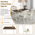 5 Piece 62*35.2Inch Extendable Rubber Wood Dining Table Set With X Shape Legs,Console Table With Two 8.8Inch Wide Flip Lids And Upholstered Dining Chairs ,Beige Wood Dining Room Folding Rubberwood Rectangular Dining Table With Chair Upholstered Chair