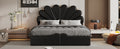 Queen Size Upholstered Petal Shaped Platform Bed With Hydraulic Storage System, Pu Storage Bed, Decorated With Metal Balls, Black Black Pu