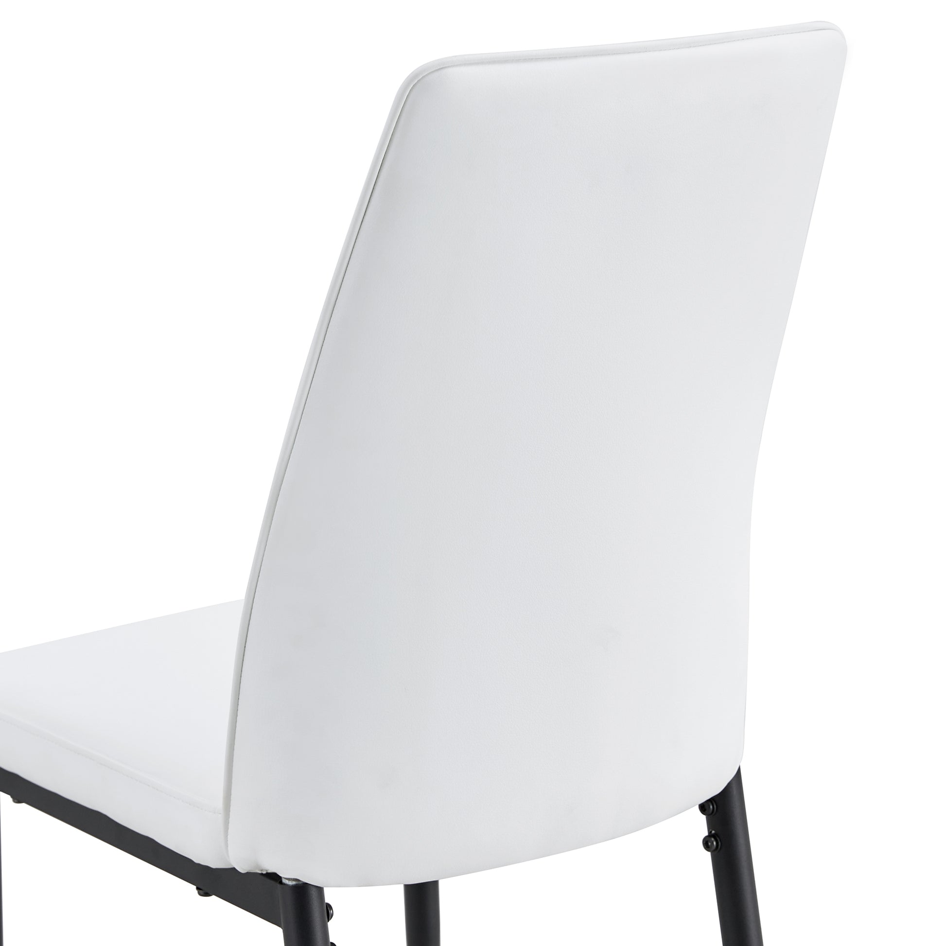 Modern Dining Chairs Set Of 6, Side Dining Room Kitchen Chairs, Faux Leather Upholstered Seat And Metal Legs Side Chairs, White White Mdf Metal