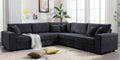 Oversized Length117.2''*Width 117.2'' Modular Sectional Sofa Couches Set ,Corduroy Upholstered Deep Seat Comfy Sofa For Living Room,Dark Gray Dark Gray Light Brown Polyester Wood Primary Living Space Medium Soft Cushion Back Modern Square Arms Wood 5