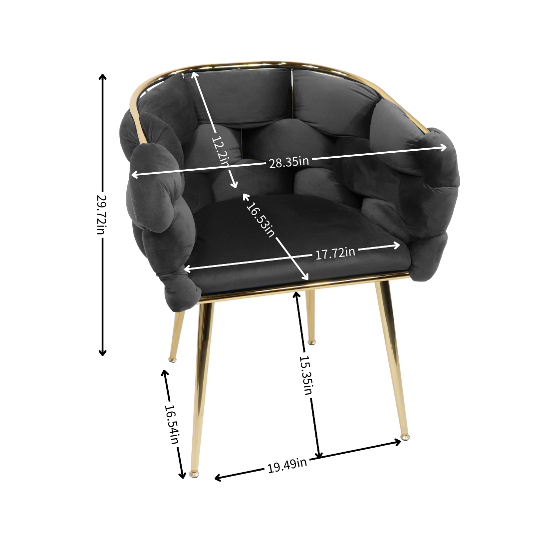 Luxury Modern Simple Leisure Velvet Single Sofa Chair Bedroom Lazy Person Household Dresser Stool Manicure Table Back Chair Black Black Velvet