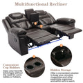 Home Theater Seating Manual Recliner Loveseat With Hide Away Storage, Cup Holders And Led Light Strip For Living Room, Brown Brown Foam Faux Leather