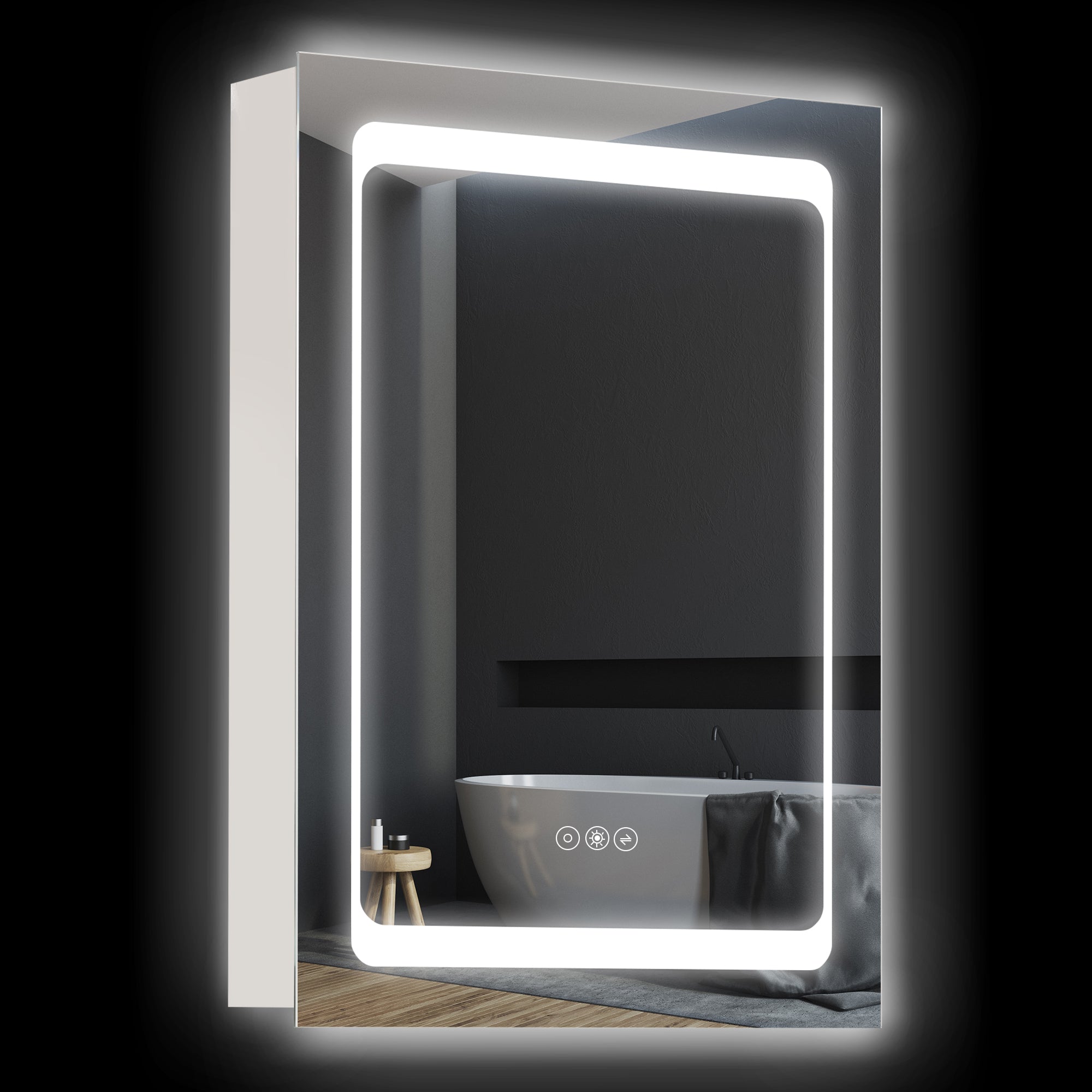 kleankin LED Lighted Medicine Cabinet with Mirror silver-stainless steel