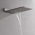 Wall Mounted Waterfall Rain Shower System With 3 Body Sprays & Handheld Shower Brushed Nickel Wall Mounted Bathroom Brass
