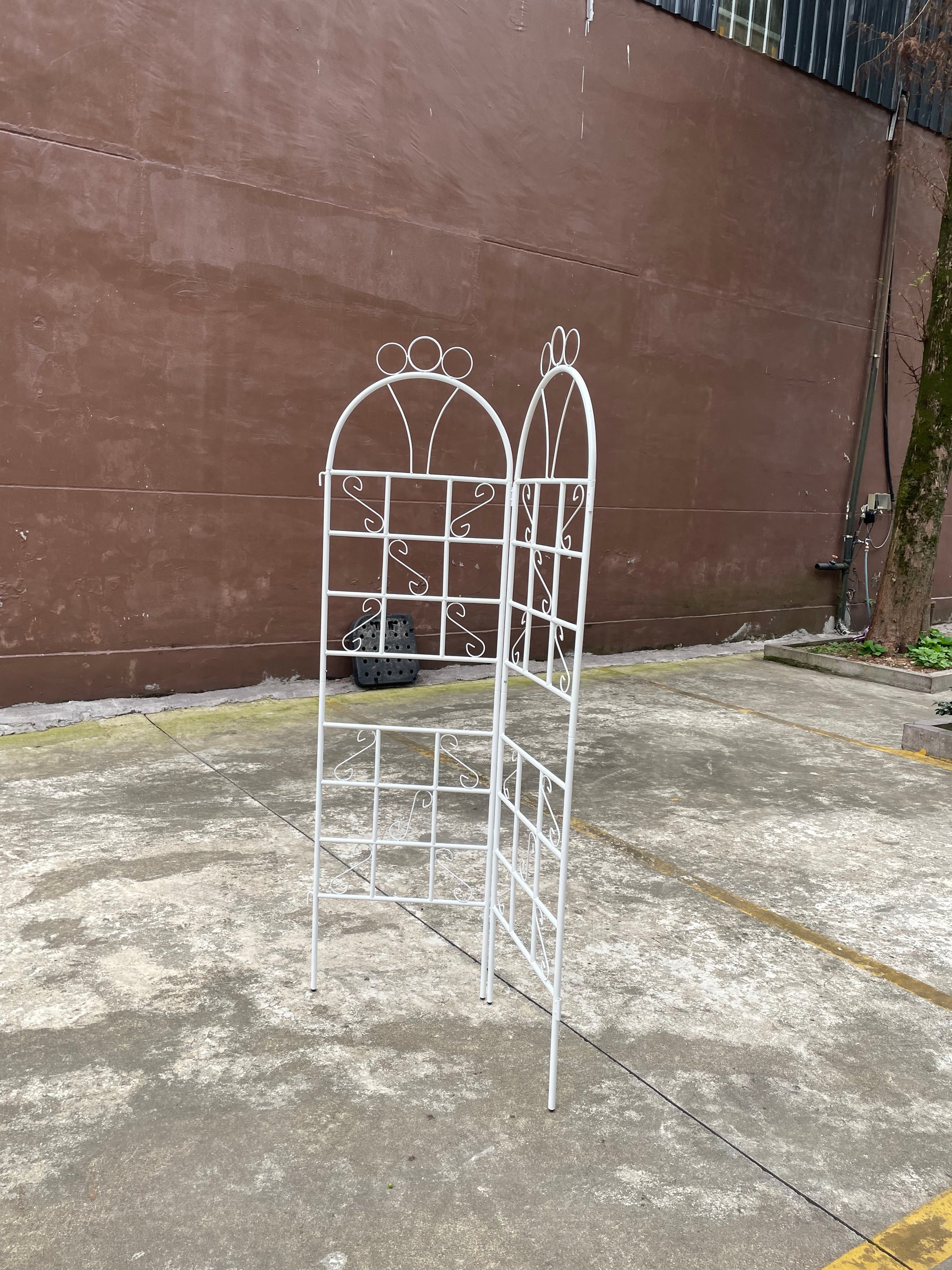 1Set 2Pcs Metal Garden Trellis For Climbing Plants Outdoor Rustproof Plant Support Ceramic Whiteware Cream White Iron