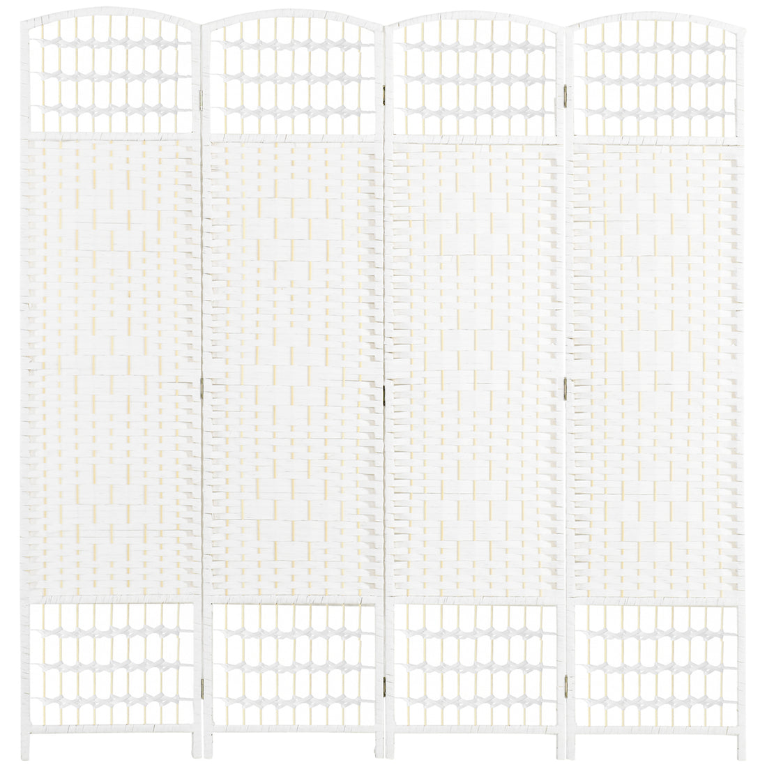 4 Panel Room Divider, Folding Privacy Screen, 5.6' Room Separator, Wave Fiber Freestanding Partition Wall Divider For Rooms, Home, Office, White White Paper