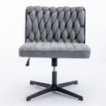 Armless Office Desk Chair No Wheels, Grey Grey Foam Polyester Blend