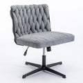 Armless Office Desk Chair No Wheels, Grey Grey Foam Polyester Blend