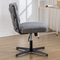 Armless Office Desk Chair No Wheels, Grey Grey Foam Polyester Blend