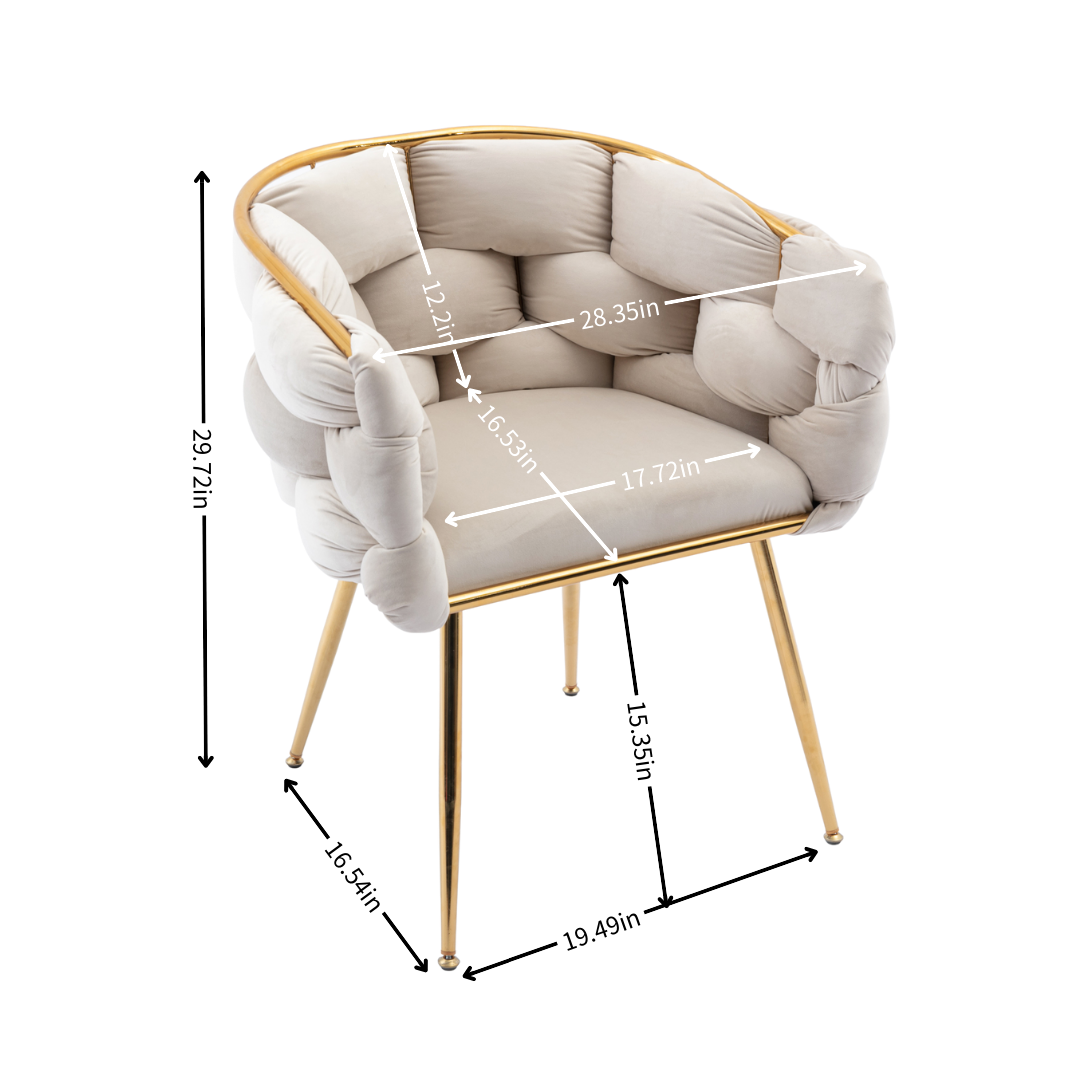 Luxury Modern Simple Leisure Velvet Single Sofa Chair Bedroom Lazy Person Household Dresser Stool Manicure Table Back Chair Beige Beige Velvet