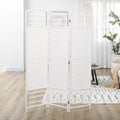 3 Panel Room Divider, Folding Privacy Screen, 5.6' Room Separator, Wave Fiber Freestanding Partition Wall Divider For Rooms, Home, Office, White White Paper