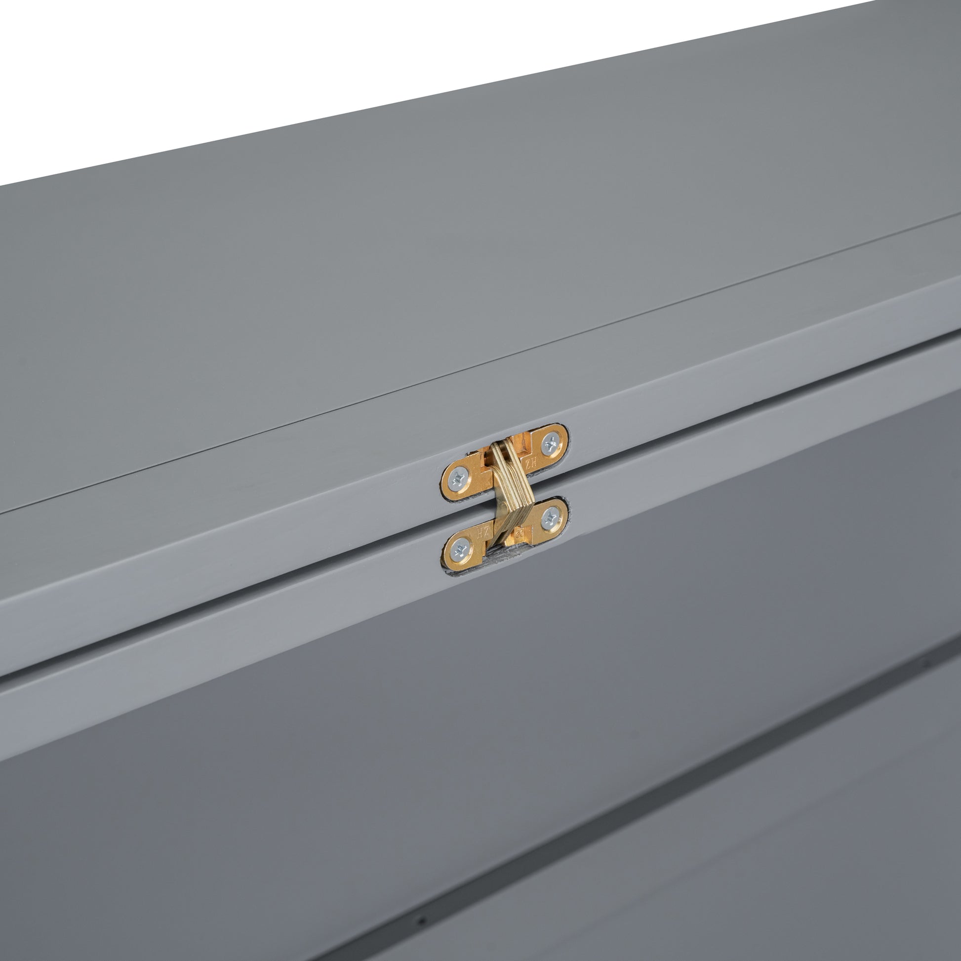 Full Size Murphy Bed With Usb Port And Removable Shelves On Each Side,Gray Gray Solid Wood Mdf