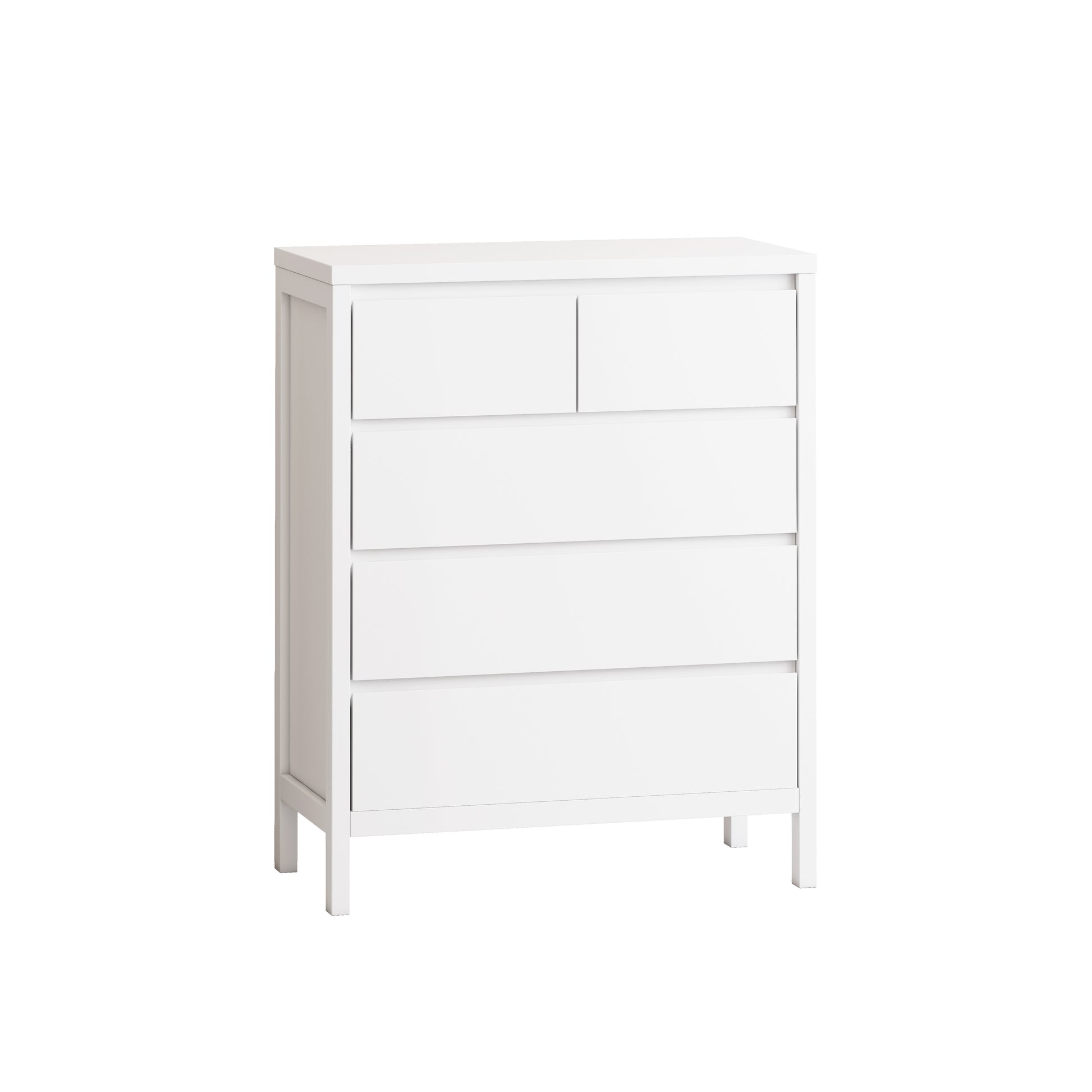 31.61"4 Tier 5 Drawer Mdf Storage Cabinet,For Bedroom,Living Room,Dining Room,Hallways,White White Mdf