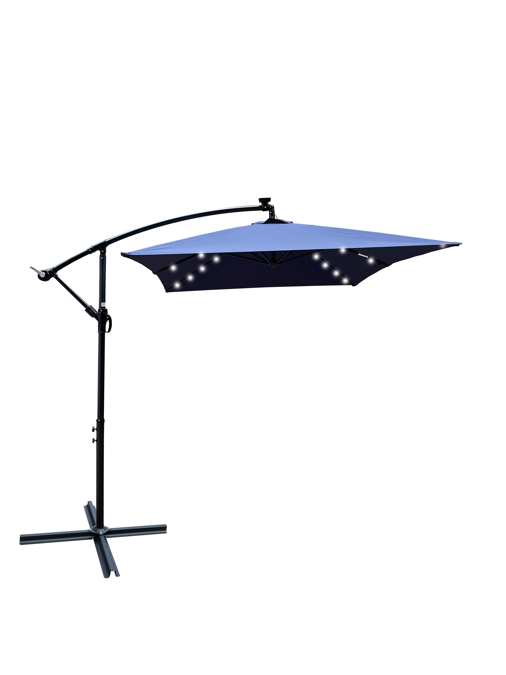 Rectangle 2X3M Outdoor Patio Umbrella Solar Powered Led Lighted Sun Shade Market Waterproof 6 Ribs Umbrella With Crank And Cross Base For Garden Deck Backyard Pool Shade Outside Deck Swimming Pool